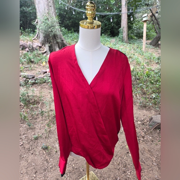 Dkny Tops - DKNY Deep‎ Red V-Neck Blouse